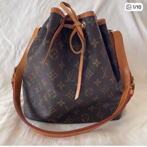 Louis Vuitton Black and Brown Monogram Bucket Shoulder Bag